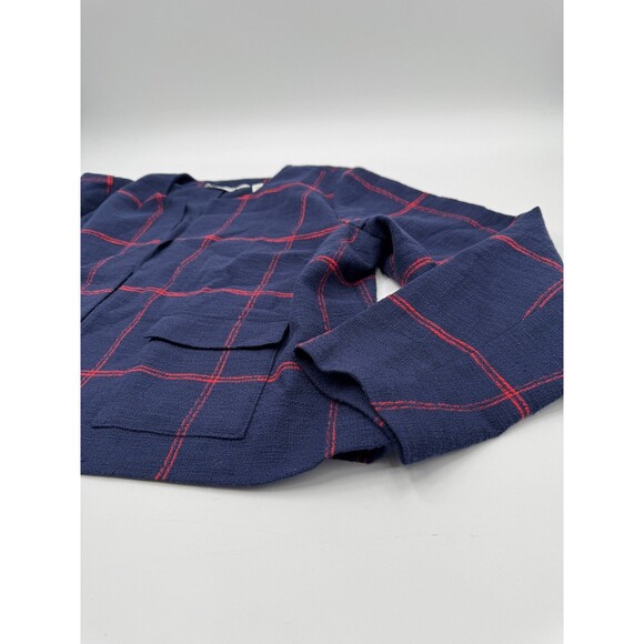 Beautiful by Lawrence Zarian Blazer Women's XL Blue Plaid Long Sleeve Open Front - Picture 3 of 14